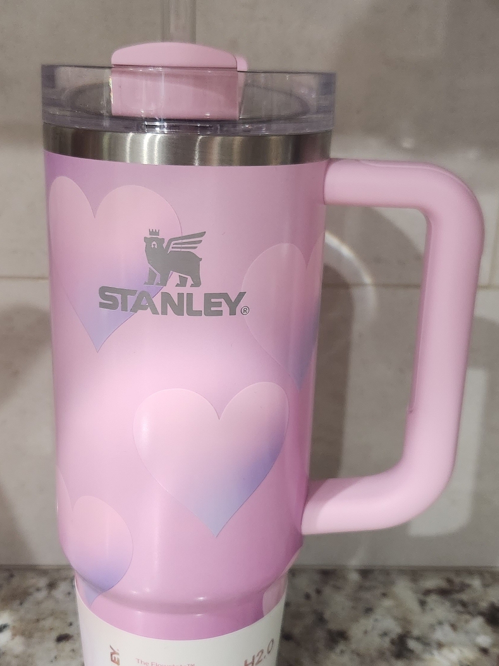 NWT Stanley Pink Heart Valentine's Day Limited Stainless Travel Mug with Handle - Picture 1 of 7